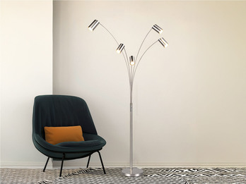 LED Bogenlampe Silber 5flammig dimmbar, 200cm groß