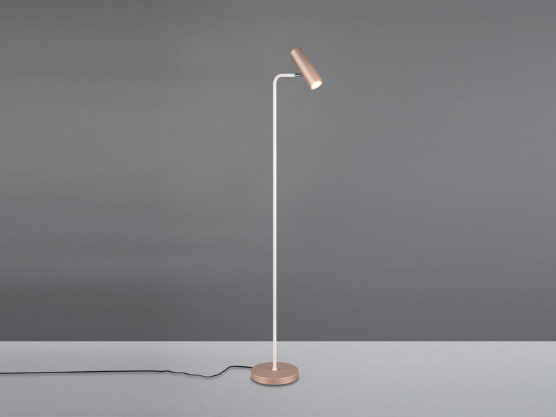 Leselampe MARLEY Metall Coffee / Weiß, Spot schwenkbar, Höhe 151cm