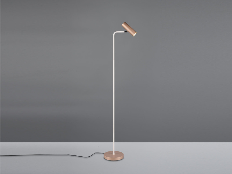 Leselampe MARLEY Metall Coffee / Weiß, Spot schwenkbar, Höhe 151cm