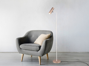 Leselampe MARLEY Metall Coffee / Weiß, Spot schwenkbar, Höhe 151cm