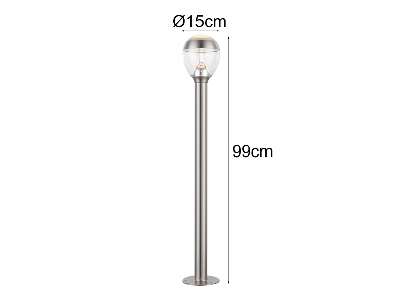 2er Set ausgefallene LED Wegeleuchten aus Edelstahl in Silber, Höhe 99cm