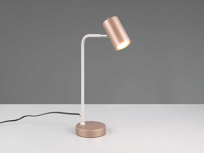 Schreibtischlampe MARLEY Metall Coffee / Weiß, Spot schwenkbar, Höhe 45cm