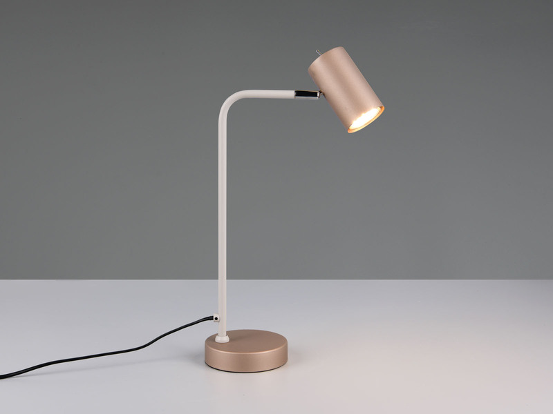 Schreibtischlampe MARLEY Metall Coffee / Weiß, Spot schwenkbar, Höhe 45cm