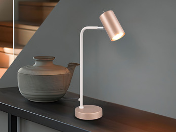 Schreibtischlampe MARLEY Metall Coffee / Weiß, Spot schwenkbar, Höhe 45cm