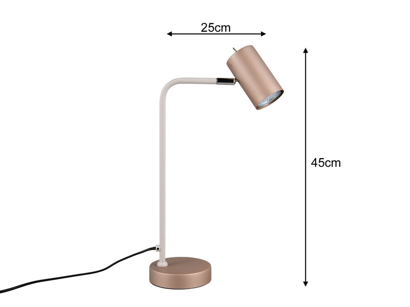 Schreibtischlampe in Coffee Weiß, Spot schwenkbar inkl. GU10 LED, Höhe 45cm