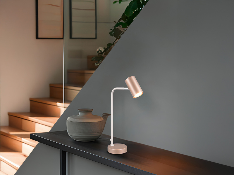 Schreibtischlampe in Coffee Weiß, Spot schwenkbar inkl. GU10 LED, Höhe 45cm