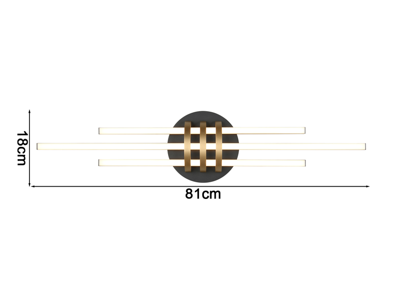 LED Deckenleuchte CINTO in Schwarz Gold, dimmbar, 81cm lang