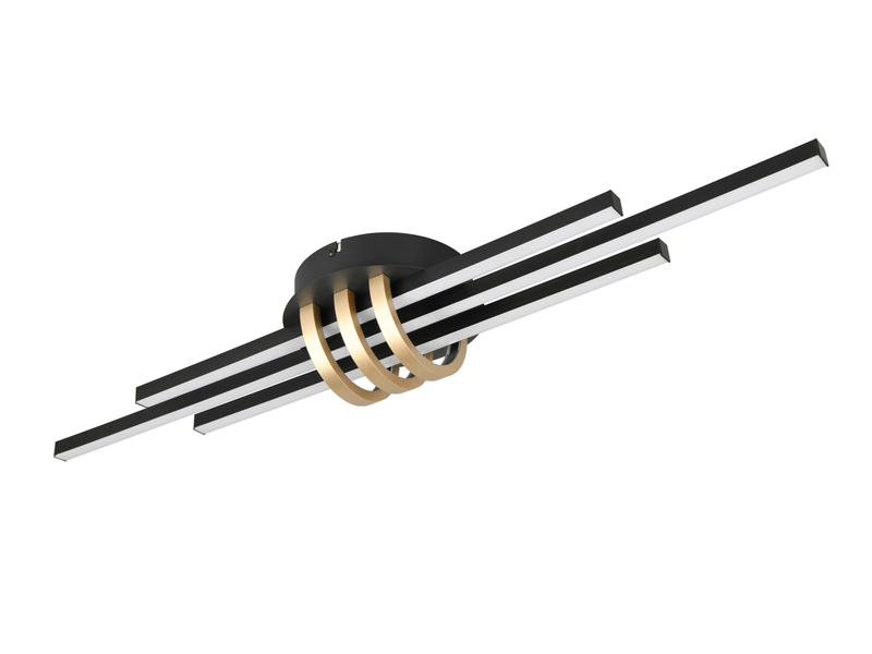 LED Deckenleuchte CINTO in Schwarz Gold, dimmbar, 81cm lang