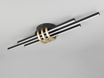 LED Deckenleuchte CINTO in Schwarz Gold, dimmbar, 81cm lang