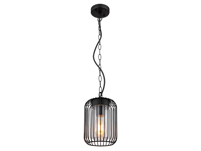 Outdoor Hängeleuchte NINA mit Gitterschirm aus schwarzem Edelstahl, Höhe 75,5cm