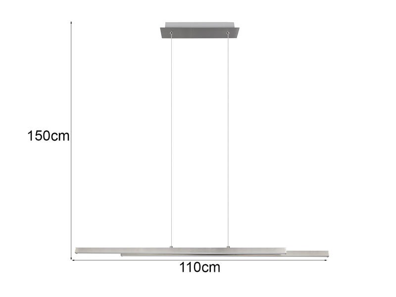 LED Pendelleuchte ODIO Metall Silberfarbig, 110cm lang