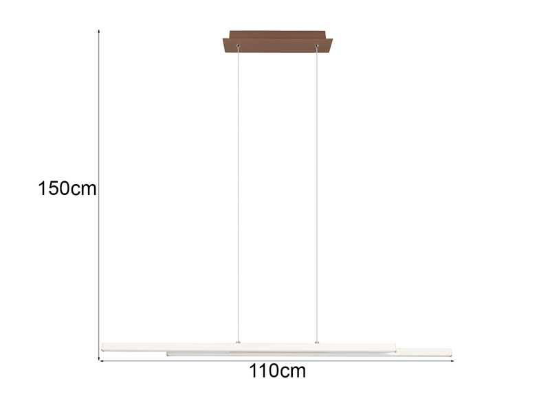 LED Pendelleuchte ODIO Metall Warm Grey / Coffee, 110cm lang