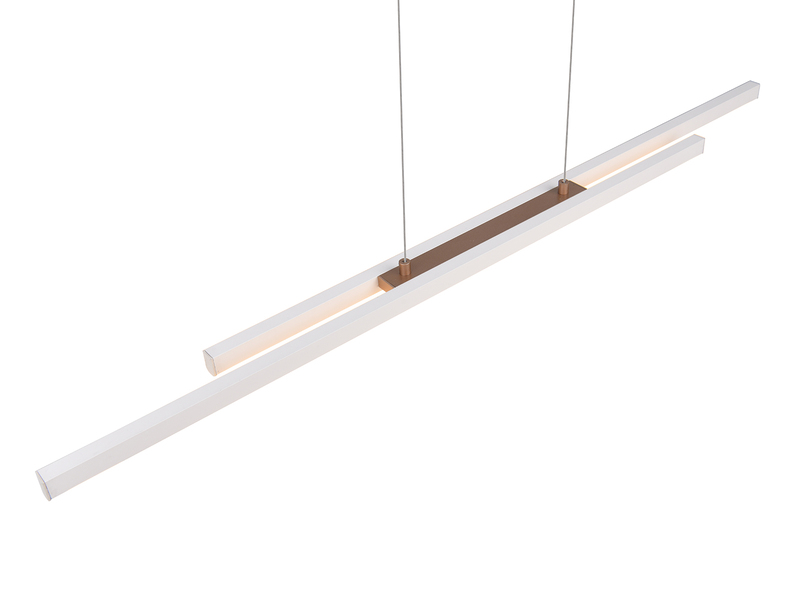 LED Pendelleuchte ODIO Metall Warm Grey / Coffee lang, Breite 110cm
