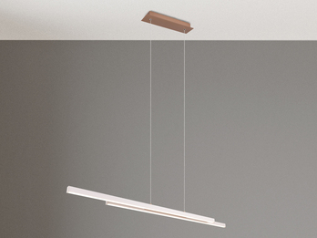 LED Pendelleuchte ODIO Metall Warm Grey / Coffee lang, Breite 110cm