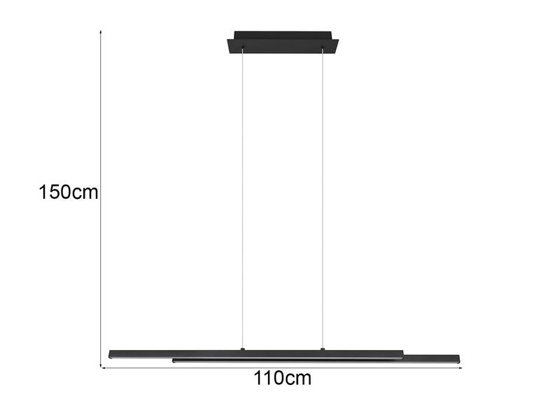 LED Pendelleuchte ODIO Metall Schwarz, 110cm lang