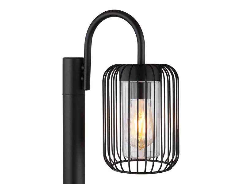 LED Wegeleuchte aus schwarzem Edelstahl mit Gitterschirm, Höhe 80cm