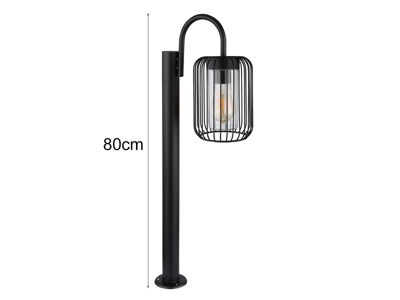LED Wegeleuchte aus schwarzem Edelstahl mit Gitterschirm, Höhe 80cm