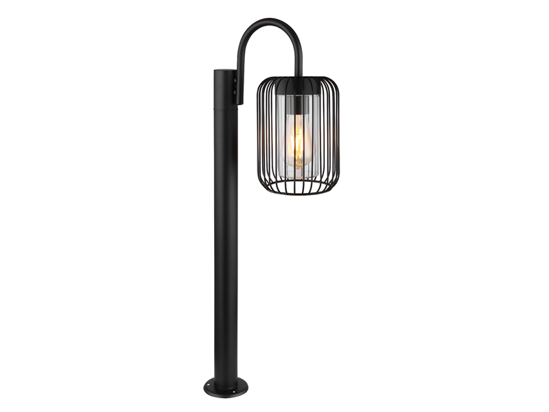 LED Wegeleuchte aus schwarzem Edelstahl mit Gitterschirm, Höhe 80cm