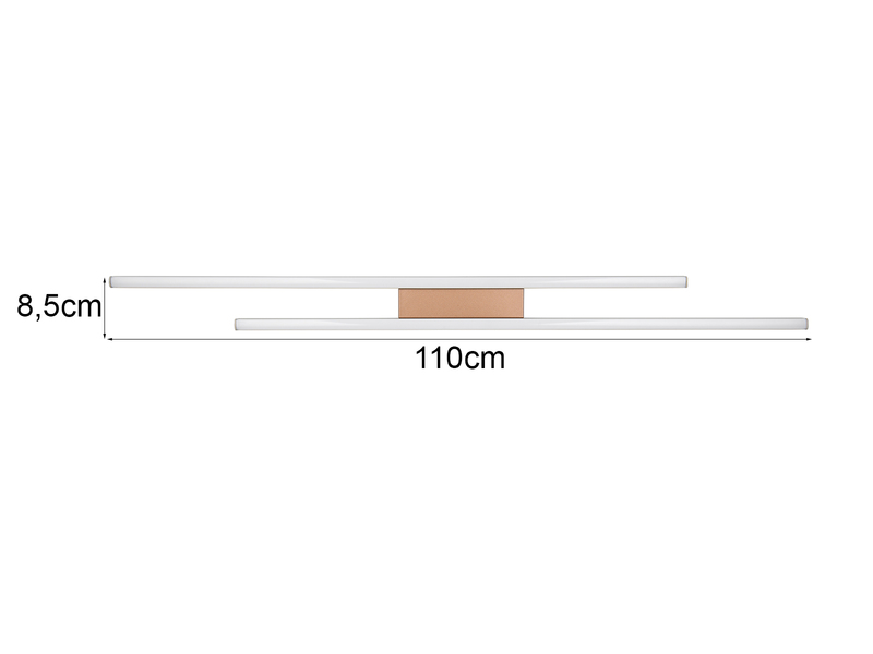 LED Deckenleuchte ODIO flach in Warm Grey / Coffee, 110cm lang