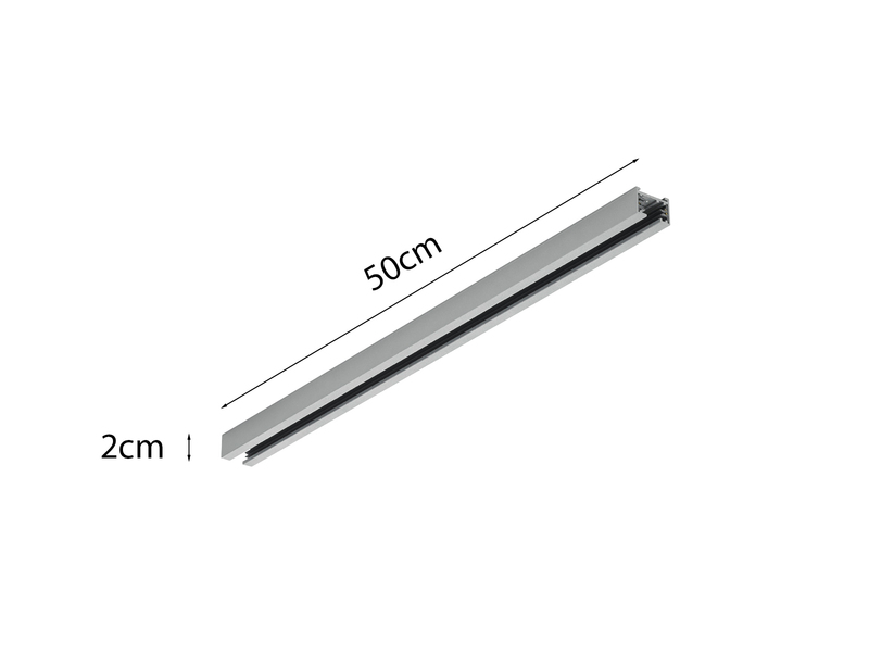 2-Phasen Schiene für DUOline Schienensystem Grau matt, Länge 50cm