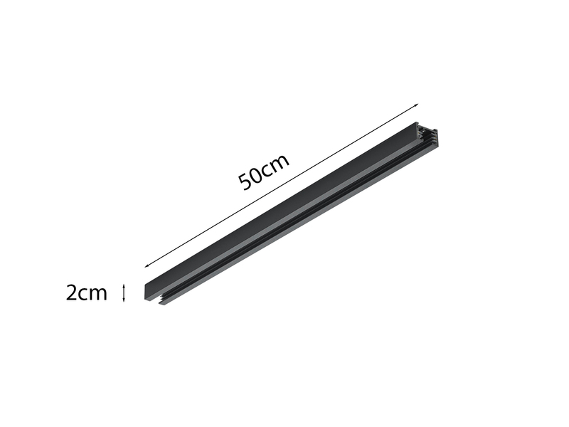 2-Phasen Schiene für DUOline Schienensystem Schwarz matt, Länge 50cm