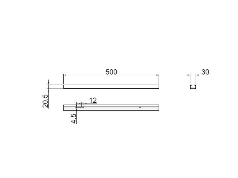2-Phasen Schiene für DUOline Schienensystem Schwarz matt, Länge 50cm