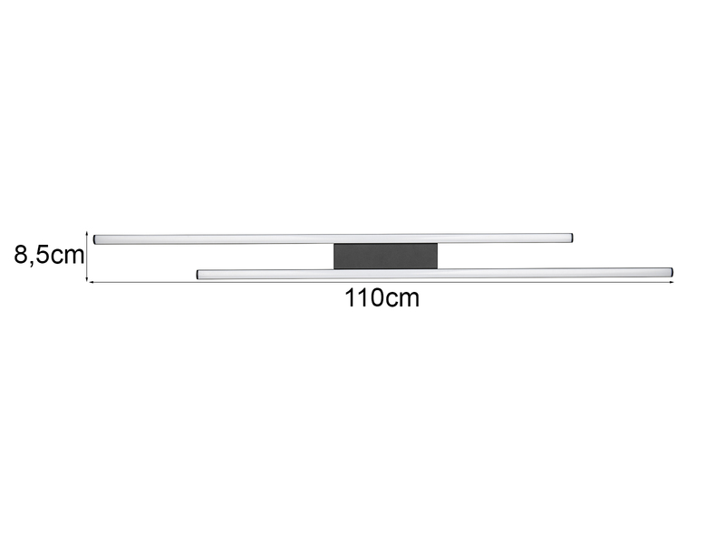 LED Deckenleuchte ODIO flach in Schwarz, 110cm lang
