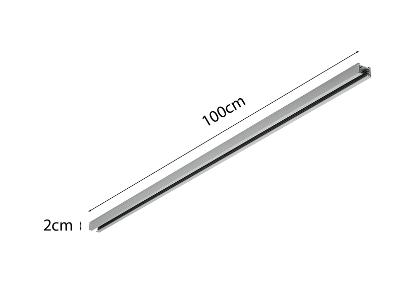 2-Phasen Schiene für DUOline Schienensystem Grau matt, Länge 100cm