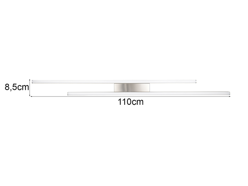 LED Deckenleuchte ODIO flach Silberfarbig, 110cm lang