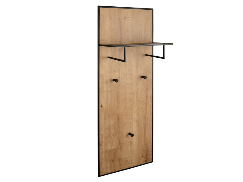 Wandgarderobe AVELIN mit Ablage in Holzoptik und Schwarz, Höhe 122cm