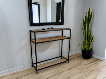 Konsolentisch AVELIN in Holzoptik und Schwarz, Breite 80cm