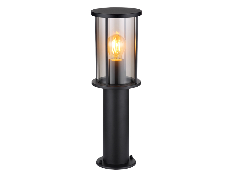 Sockelleuchte GRACEY Gartenlaterne aus Edelstahl mit Rauchglas, Höhe 45cm