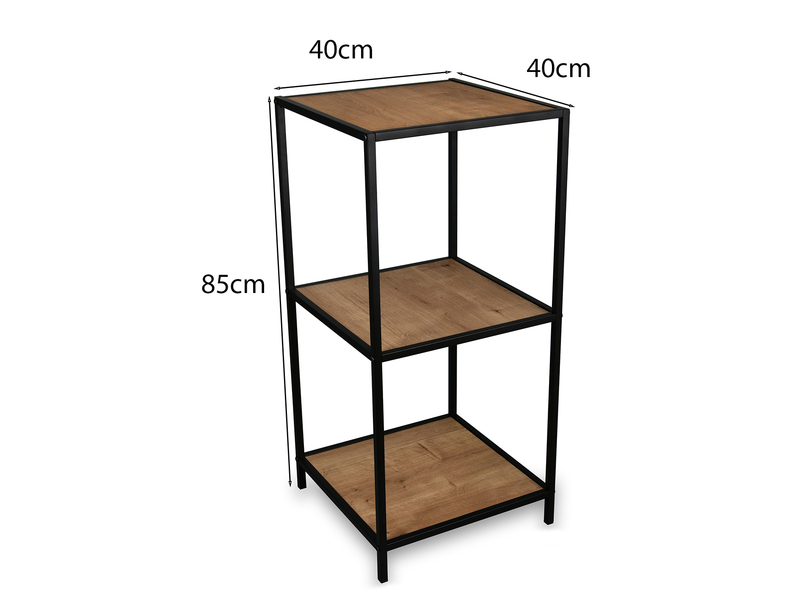 Beistelltisch AVELIN Metallgestell Schwarz, Tischplatten Holzoptik, Höhe 85cm