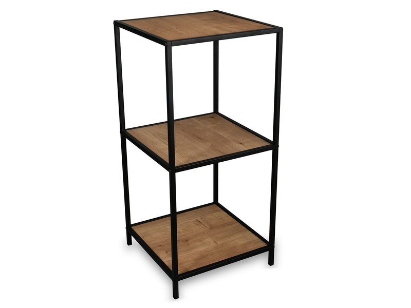 Beistelltisch AVELIN Metallgestell Schwarz, Tischplatten Holzoptik, Höhe 85cm