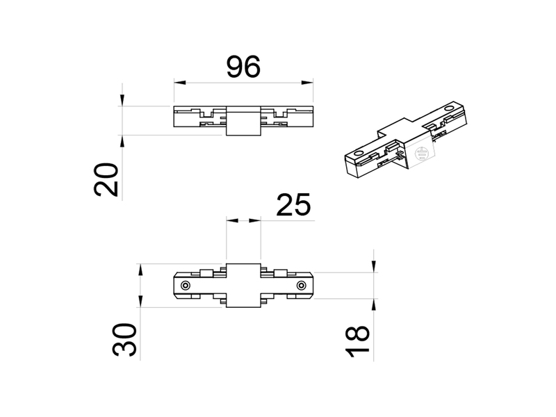 Isolator Grau für 2-Phasen Schienensystem DUOline