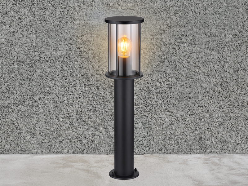 Wegeleuchte GRACEY Gartenlaterne aus Edelstahl mit Rauchglas, Höhe 60cm