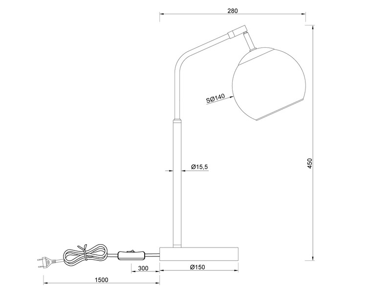 LED Tischlampe Silber Weiß, Kugel Glasschirm irisierend, Höhe 45cm
