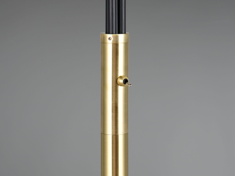 Stehleuchte PAXTON 3flammig Schwarz Gold, Glasschirme Amber, 200cm groß