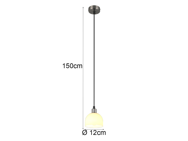 Pendelleuchte MOLLY mit Glas Lampenschirm Opalweiß,  Ø 12cm