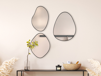 Wandspiegel VELINA 3er Set mit Metallrahmen in Schwarz