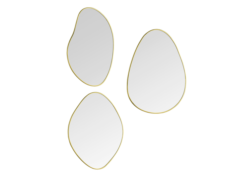 Wandspiegel VELINA 3er Set mit Metallrahmen in Gold