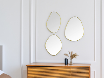 Wandspiegel VELINA 3er Set mit Metallrahmen in Gold