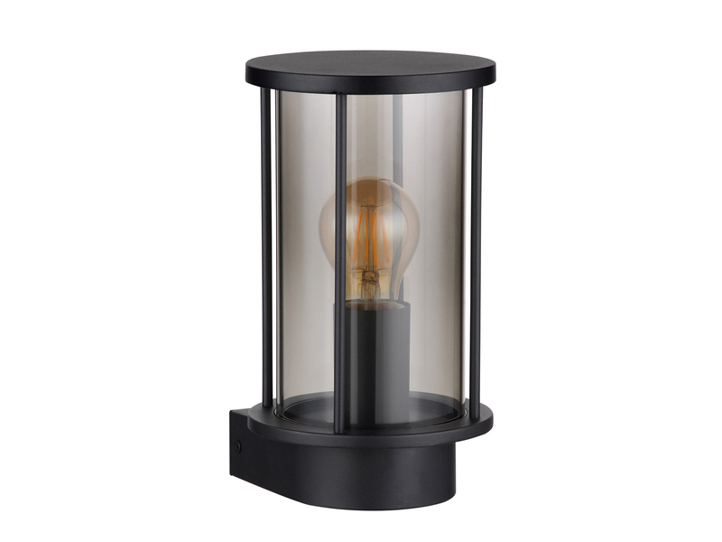 LED Außenwandleuchte Laterne aus Edelstahl mit Rauchglas, Höhe 25cm
