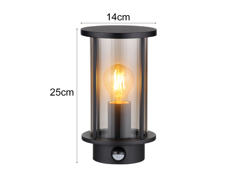 LED Außenwandleuchte mit Bewegungsmelder aus Edelstahl & Rauchglas, H: 25cm