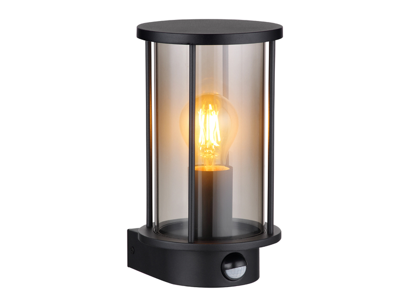 LED Außenwandleuchte mit Bewegungsmelder aus Edelstahl & Rauchglas, H: 25cm