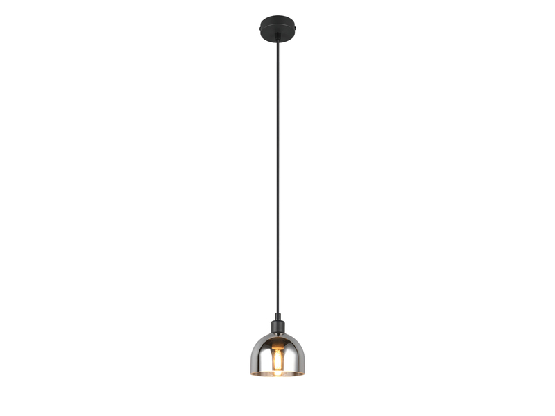 Pendelleuchte MOLLY Rauchglas Schirm Chrom verspiegelt, Ø 12cm