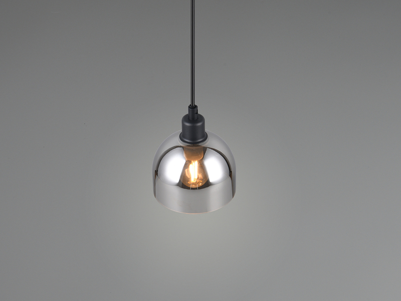 Pendelleuchte MOLLY Rauchglas Schirm Chrom verspiegelt, Ø 12cm