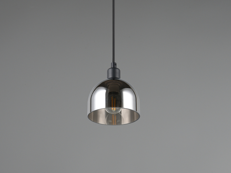 Pendelleuchte MOLLY Rauchglas Schirm Chrom verspiegelt, Ø 12cm