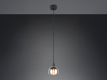 Pendelleuchte MOLLY Rauchglas Schirm Chrom verspiegelt, Ø 12cm