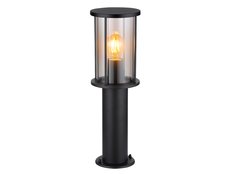 LED Sockelleuchte Gartenlaterne aus Edelstahl mit Rauchglas, Höhe 45cm